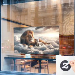 Autocollant Pour Fenêtre Lion et agneau clouer la fenêtre