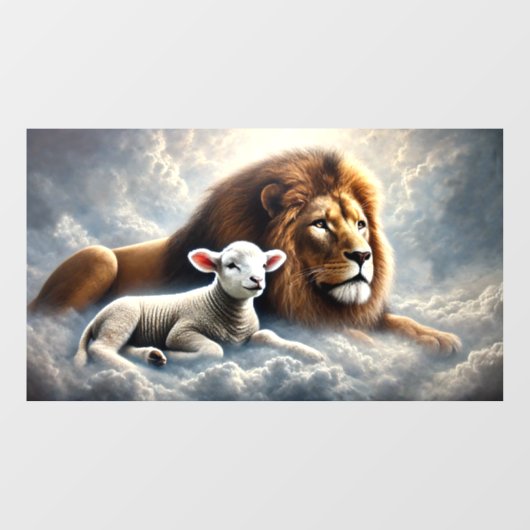 Autocollant Pour Fenêtre Lion et agneau clouer la fenêtre (Feuille)