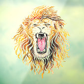 Autocollant Pour Fenêtre Lion tourbillonnant (Feuille 3)