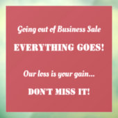 Autocollant Pour Fenêtre Liquidation de Stock pour Fermeture de Commerce (Feuille 3)