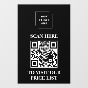 Autocollant Pour Fenêtre Liste de prix Code QR Scannez-moi Entreprise Noir