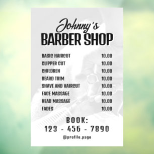 Autocollant Pour Fenêtre Liste de prix de barbier adhésif pour fenêtre