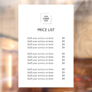 Autocollant Pour Fenêtre Liste de prix de logo Moderne Minimaliste Entrep