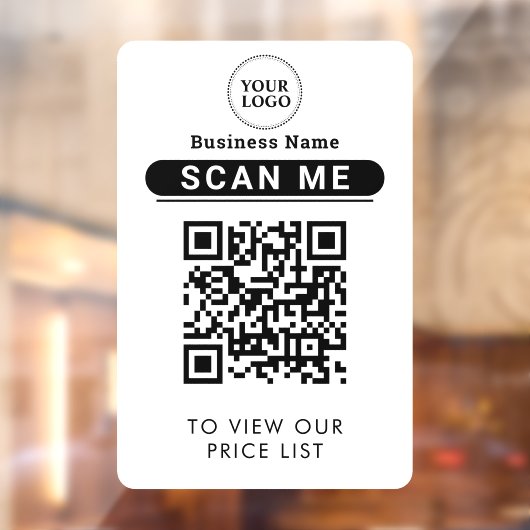 Autocollant Pour Fenêtre Liste de prix des codes QR | Logo de l'entreprise  (Feuille 2)