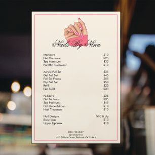 Autocollant Pour Fenêtre Liste de Prix des Prestations de Service l Salon d