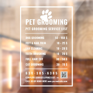 Autocollant Pour Fenêtre Liste de prix des services commerciaux modernes po