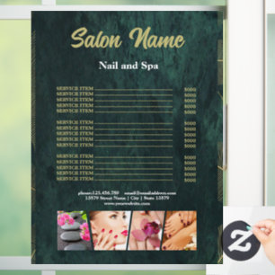 Autocollant Pour Fenêtre Liste de prix du salon de beauté Green Gold Beauty