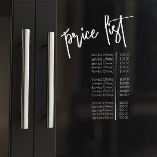 Autocollant Pour Fenêtre Liste de prix du salon de maquillage transparent s