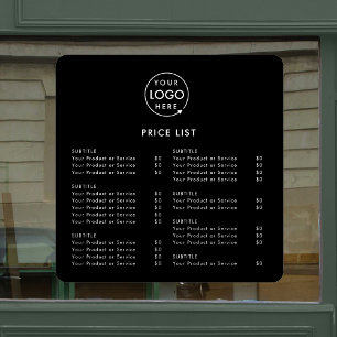 Autocollant Pour Fenêtre Liste de prix Logo d'entreprise Noir moderne min