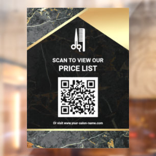 Autocollant Pour Fenêtre Liste de prix QR Code Salon de coiffure et maquill