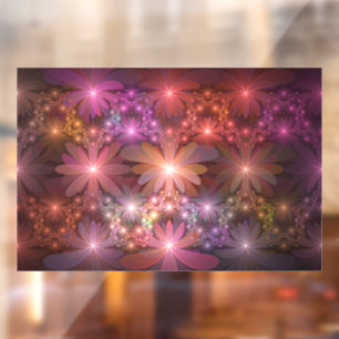 Autocollant Pour Fenêtre Lit De Fleurs Coloré Brillant Art Fractal Abstrait