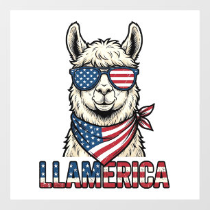 Autocollant Pour Fenêtre Llamerica Lama Patriotique Design Vector Vintage_1