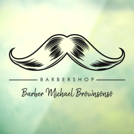 Autocollant Pour Fenêtre Logo Barber Mustache Simple (Feuille 3)