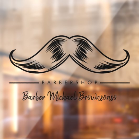 Autocollant Pour Fenêtre Logo Barber Mustache Simple (Feuille 2)