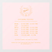 Autocollant Pour Fenêtre Logo Chic Pink Gold Wreath Bakery | Heures d'ouver (Feuille)