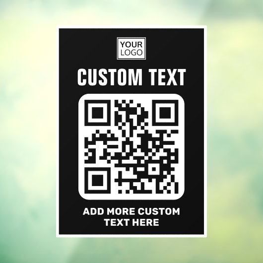 Autocollant Pour Fenêtre Logo, code QR et texte personnalisé noir et blanc (Feuille 3)