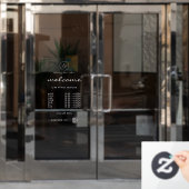 Autocollant Pour Fenêtre Logo Code QR Heures d'Ouverture Bienvenue Blanc (Porte de bureau)