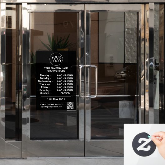 Autocollant Pour Fenêtre Logo Code Qr Heures d'Ouverture d'Entreprise Moder (Porte de bureau)