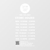 Autocollant Pour Fenêtre Logo Code QR Heures d'ouverture Entreprise Réseaux (Feuille)