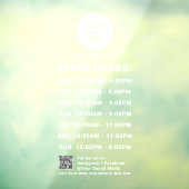 Autocollant Pour Fenêtre Logo Code QR Heures d'ouverture sur fond blanc Rés (Feuille 3)