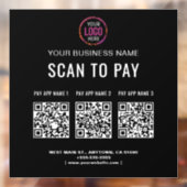 Autocollant Pour Fenêtre Logo commercial de Scan to Pay 3 codes QR (Feuille 2)