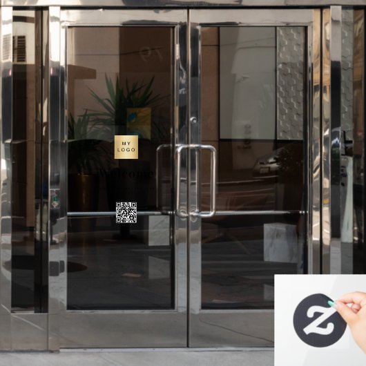Autocollant Pour Fenêtre Logo commercial heures d'ouverture code QR (Porte de bureau)