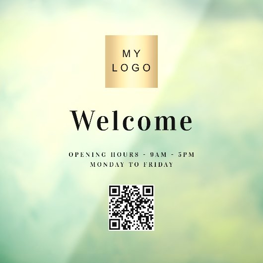 Autocollant Pour Fenêtre Logo commercial heures d'ouverture code QR (Feuille 3)