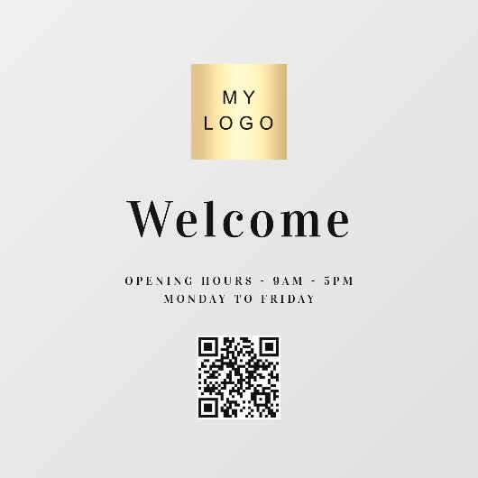 Autocollant Pour Fenêtre Logo commercial heures d'ouverture code QR (Feuille)