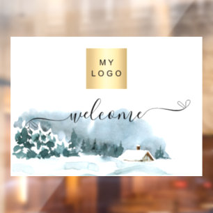 Autocollant Pour Fenêtre Logo d'affaires de Noël d'hiver bienvenue