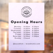 Autocollant Pour Fenêtre Logo d'affaires élégant et heures d'ouverture Bleu (Feuille 2)