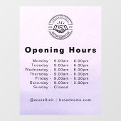 Autocollant Pour Fenêtre Logo d'affaires élégant et heures d'ouverture Bleu (Feuille)