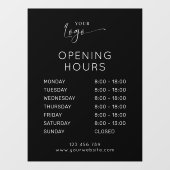 Autocollant Pour Fenêtre Logo d'affaires moderne élégant Noir Heures d'ouve (Feuille)