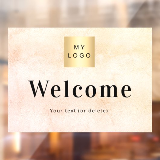 Autocollant Pour Fenêtre Logo de bienvenue d'entreprise en or rose métallis (Feuille 2)