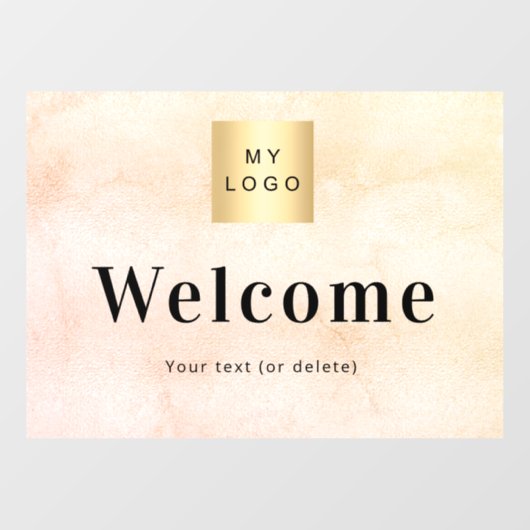 Autocollant Pour Fenêtre Logo de bienvenue d'entreprise en or rose métallis (Feuille)