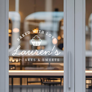 Autocollant Pour Fenêtre Logo de café boulangerie sucreries cupcakes rétro 