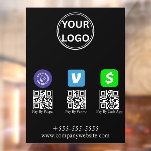 Autocollant Pour Fenêtre Logo de code QR Cash App Venmo Paypal Scan to Pay (Feuille 2)