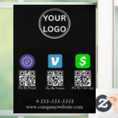 Autocollant Pour Fenêtre Logo de code QR Cash App Venmo Paypal Scan to Pay (Maison)