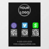 Autocollant Pour Fenêtre Logo de code QR Cash App Venmo Paypal Scan to Pay (Feuille)