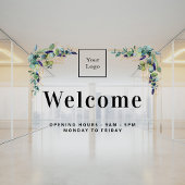 Autocollant Pour Fenêtre Logo de l'entreprise Bienvenue Heures d'ouverture