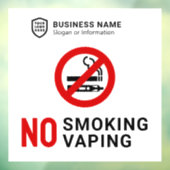 Autocollant Pour Fenêtre Logo de l'ID entreprise | Non-tabagisme (Feuille 3)