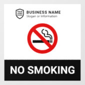 Autocollant Pour Fenêtre Logo de l'ID entreprise | Pas de tabac (Feuille)