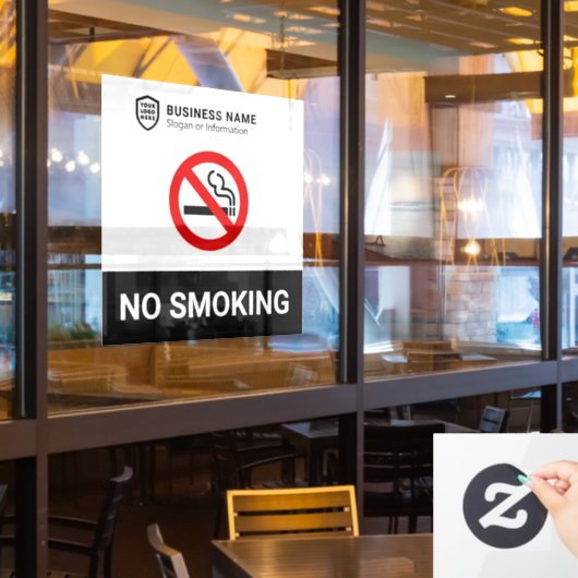 Autocollant Pour Fenêtre Logo de l'ID entreprise | Pas de tabac (Fenêtre du restaurant)