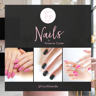 Autocollant Pour Fenêtre Logo de script noir rose moderne pour salon de man