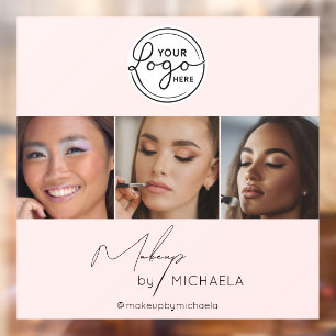Autocollant Pour Fenêtre Logo de script rose Blush Photo Makeup Studio