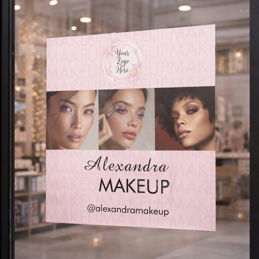 Autocollant Pour Fenêtre Logo de script rose poudré Photo Makeup Studio