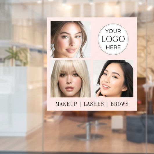 Autocollant Pour Fenêtre Logo de script rose poudré pour studio de maquilla