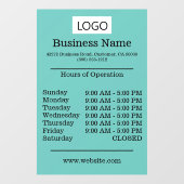 Autocollant Pour Fenêtre Logo de taille moyenne Heures d'ouverture Horaires (Feuille)