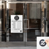 Autocollant Pour Fenêtre Logo d'entreprise blanc Heures d'ouverture Code QR (Porte de bureau)