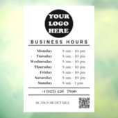 Autocollant Pour Fenêtre Logo d'entreprise blanc Heures d'ouverture Code QR (Feuille 3)