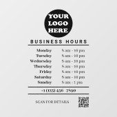 Autocollant Pour Fenêtre Logo d'entreprise blanc Heures d'ouverture Code QR (Feuille)